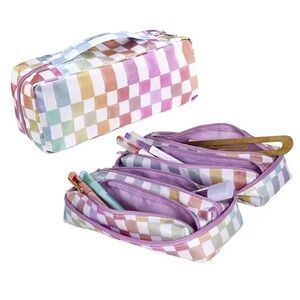 NWT Erin Condren Watercolor Checkered 5 in 1 Zipper Pouch